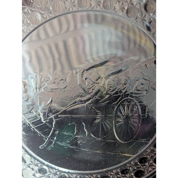 EAPG 1887 Currier & Ives Balky Mule Clear Glass Tray Flint Glass Co-operative - Picture 2 of 9